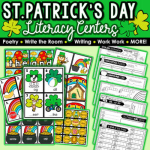 St Patricks Day Write the Room, Poetry, Writing: Morning Work & Literacy Centers