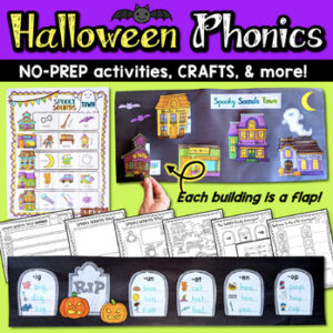 Halloween Phonics Crafts & Activities: CVC words, blends, beginning & end sounds