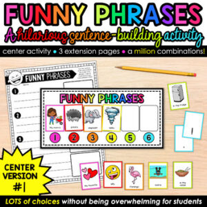 Build a Silly Sentence Nouns Verbs Adjectives Sentences Building Scramble Center