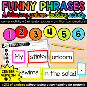 Build a Silly Sentence Scramble Pocket Chart Center Activity, Building Sentences