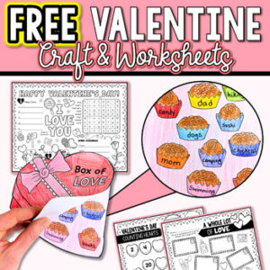 Valentines Day Craft FREEBIE: Free Valentine Worksheets Math Counting & Coloring
