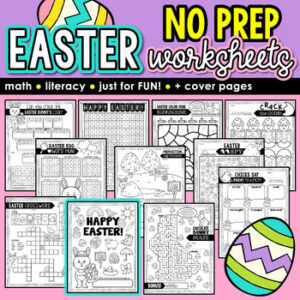NO PREP Spring FUN Packet Easter Worksheets: Crossword, Word Scrambles & Search
