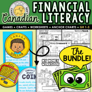 Canadian Money Financial Literacy BUNDLE: worksheets, wordsearch, workbook...