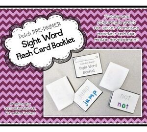 Dolch Pre-Primer Sight Word Booklet: trace & colour flash cards