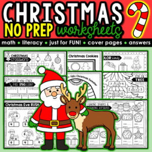 NO PREP Fun Christmas Activities Packet: Fill in Blanks Santa Letter, Crossword