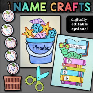 Editable Fall Apple Name Craft Back to School & Summer Name Crafts Practice