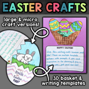 Easter Basket Craft, Descriptive Writing, Easter Egg Template & Religious Option