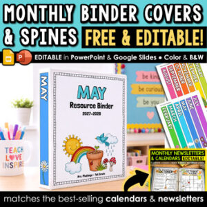 FREE Editable Monthly Binder Covers & Binder Spine Templates | Cute & Colorful!