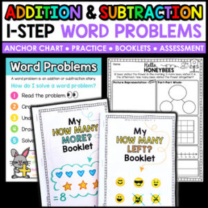 Addition & Subtraction Word Problems Key Words Anchor Chart and Part Part Whole