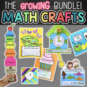 First Grade Math Crafts BUNDLE! Summer Math Craftivity, 2D 3D Shape Craft & MORE
