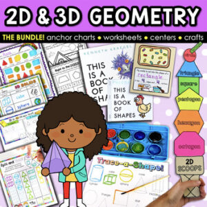2D Shapes & 3D Solids Geometry Worksheets, Centers, Craft, Math Activities Unit