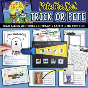Pete the Cat Trick or PETE Activities: Halloween Inference Activity Safety Craft
