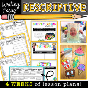 DESCRIPTIVE WRITING Activities: Anchor Chart, Sentence Starter, 5 Senses Craft