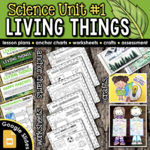Needs & Characteristics of Living & Nonliving Things Worksheets Unit, Assessment