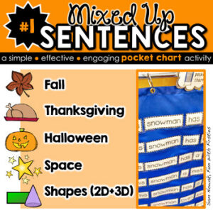 Pocket Chart Literacy Centre: Fall, Thanksgiving, Halloween, Space, Shapes 2D 3D