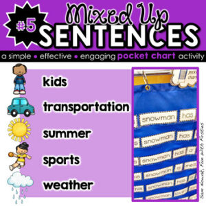 Pocket Chart Sentence Building Literacy Centre Activities: Summer, Weather, etc.