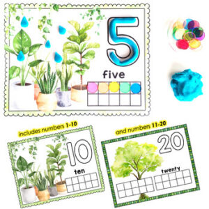 FREE Ten Frame Number Mats: Kindergarten Play Dough Number Writing Math Center