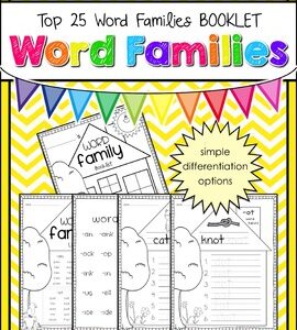 Word Family Worksheets: A NO PREP Booklet Featuring the Top 25 Word Families