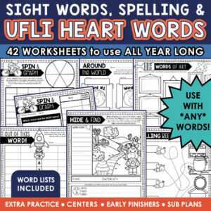 UFLI Heart Words Practice Worksheets, Word Lists, Dolch Sight Word Activities